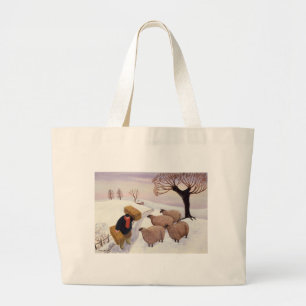 Bolsa Tote Grande Feno do carregando aos carneiros no inverno