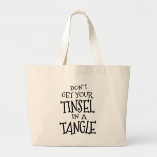 Bolsa Tote Grande Feriado de Natal divertido Tinsel Stresser