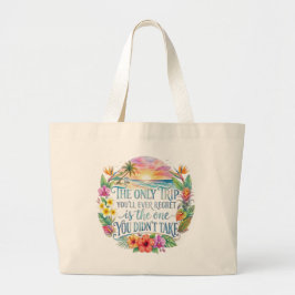 Bolsa Tote Grande Férias Inspiradoras na Praia Citação de Viagem Tro