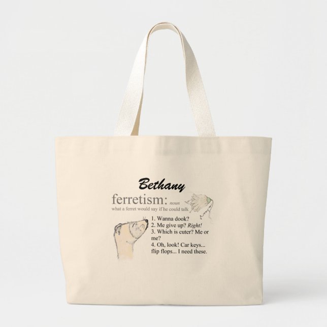 Bolsa Tote Grande Ferret Faces Sayings and Cotes (Frente)