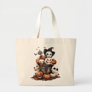 Bolsa Tote Grande Festa de Abóbora Halloween