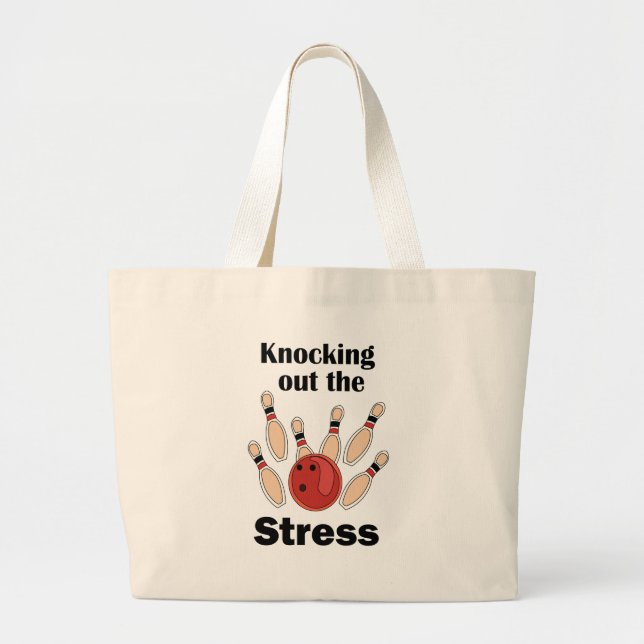 Bolsa Tote Grande Festa de Boliche Derrubando o Stress Strike (Frente)