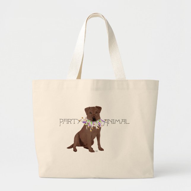 Bolsa Tote Grande Festa de Chocolate Labrador (Frente)