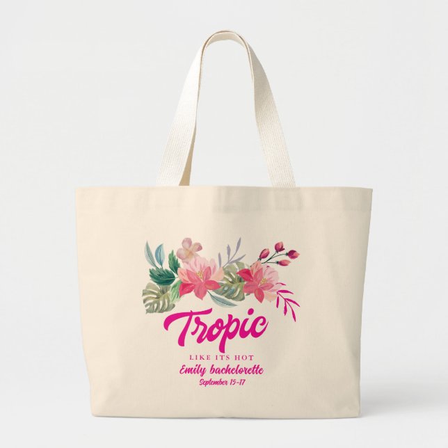 Bolsa Tote Grande Festa de Despedida de Solteira Tropic like its hot (Frente)