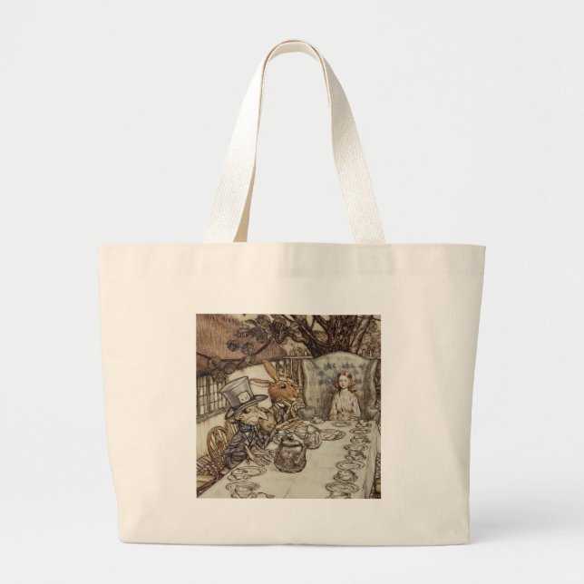 Bolsa Tote Grande Festa de Ódio do Coelho de Alice Birthday (Frente)