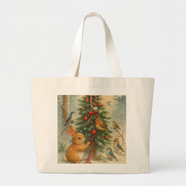 Bolsa Tote Grande Festive woodland bunny christmas cute holiday 