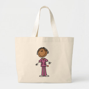 Bolsa Tote Grande Figura fêmea enfermeira da vara do afro-americano
