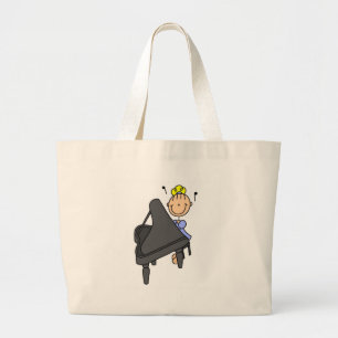 Bolsa Tote Grande Figura saco da vara do jogador de piano