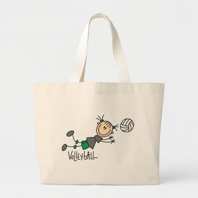 Bolsa Tote Grande Figura t-shirt e presentes da vara do voleibol das (Frente)