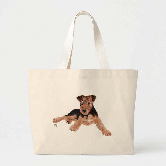 Bolsa Tote Grande Filhote de Airedale / Welsh Terrier (Frente)