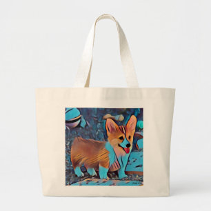 Bolsa Tote Grande Filhote de cachorro colorido do Corgi