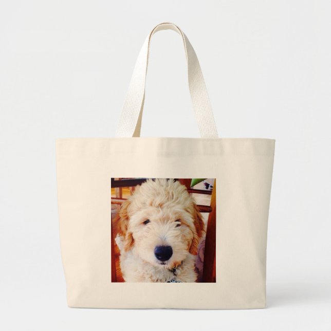 Bolsa Tote Grande Filhote de cachorro de Goldendoodle (Frente)