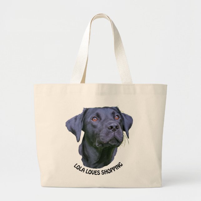 Bolsa Tote Grande Filhote de cachorro de labrador retriever - quem (Frente)
