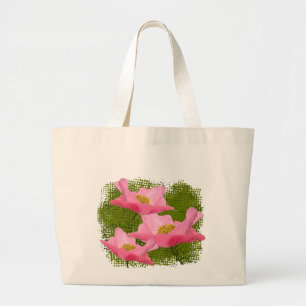 Bolsa Tote Grande Fim-acima cor-de-rosa de flutuação da papoila tr