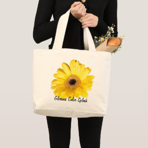 Bolsa Tote Grande Fim amarelo da margarida de Gerber acima da