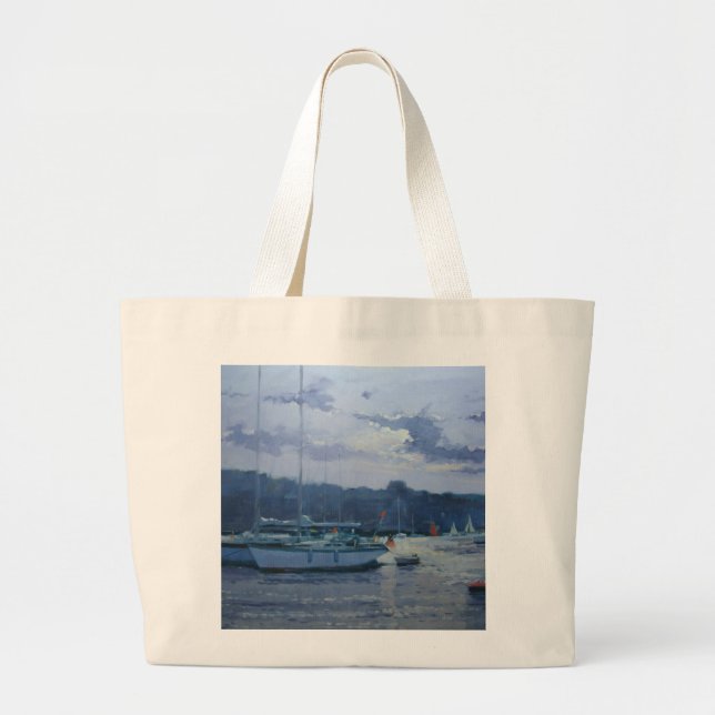 Bolsa Tote Grande Fim da tarde amarrado dos iate (Frente)