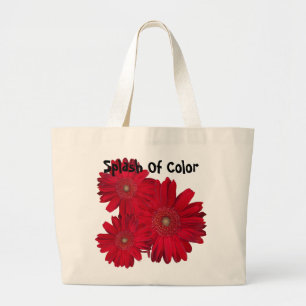 Bolsa Tote Grande Fim vermelho da margarida de Gerber acima da