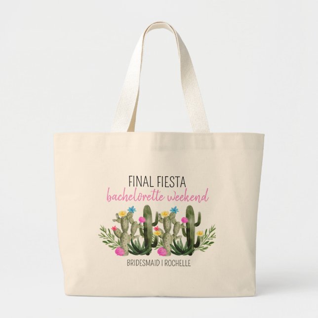 Bolsa Tote Grande Final Fiesta Personalized Bachelorette Party (Frente)