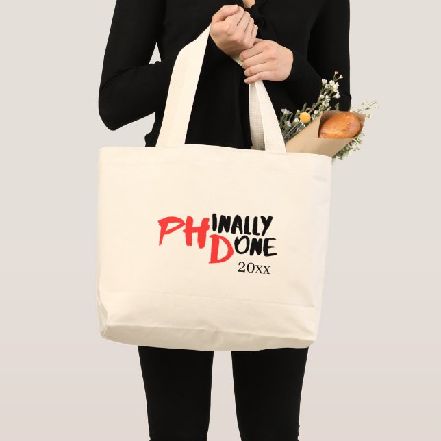 Bolsa Tote Grande Finalmente feito - Design de Citação de Graduação  (Frente (produto))
