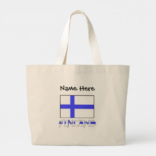 Bolsa Tote Grande Finlândia e Bandeira Finlandesa Personalizada