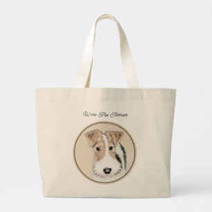 Bolsa Tote Grande Fio Fox Terrier Pinting tricolor WFT Pet Dog Art