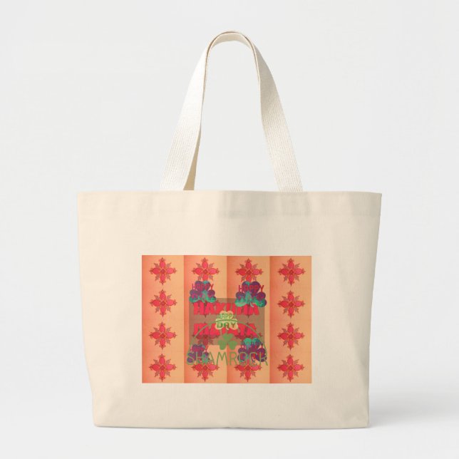 Bolsa Tote Grande Fique abençoado Feliz Dia de São Patrício Hakuna M (Frente)