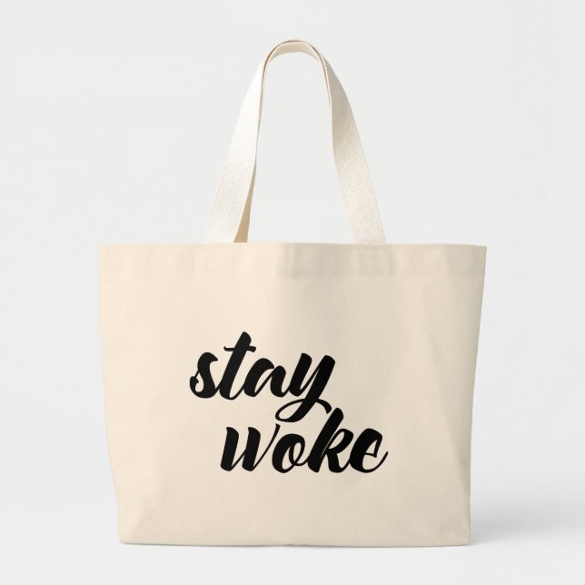 Bolsa Tote Grande Fique Woke (Frente)