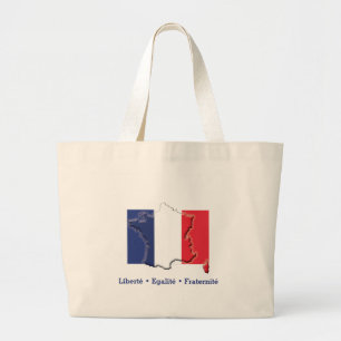Bolsa Tote Grande FLAG Liberté Egalité Fraternité, Patriótico FRANCÊ