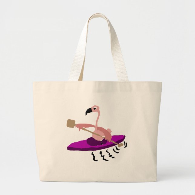 Bolsa Tote Grande Flamingo engraçado que Kayaking (Frente)