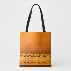 Bolsa Tote Grande Flamingo (Phoenicopterus roseu) andando 
