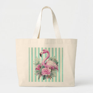 Bolsa Tote Grande Flamingo rosa popular na faixa das casas