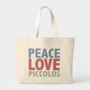 Bolsa Tote Grande Flautins do amor da paz