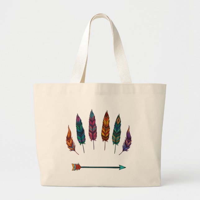 Bolsa Tote Grande flecha & penas (Frente)