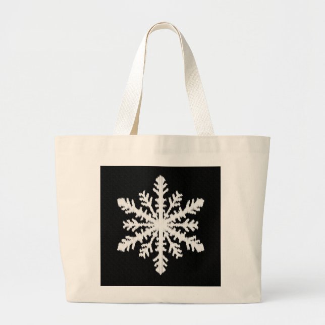 Bolsa Tote Grande Floco de neve Ikat - Preto e branco (Frente)