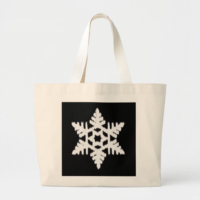 Bolsa Tote Grande Floco de Neve Ikat - Preto e branco (Frente)
