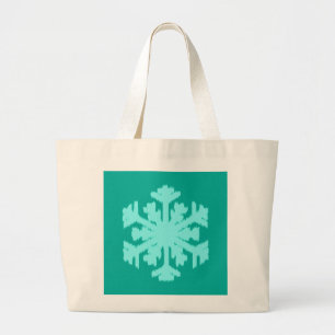Bolsa Tote Grande Floco de Neve Ikat - Turquesa e aqua