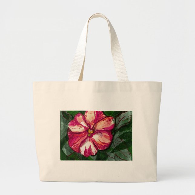 Bolsa Tote Grande Flor cor-de-rosa (Frente)