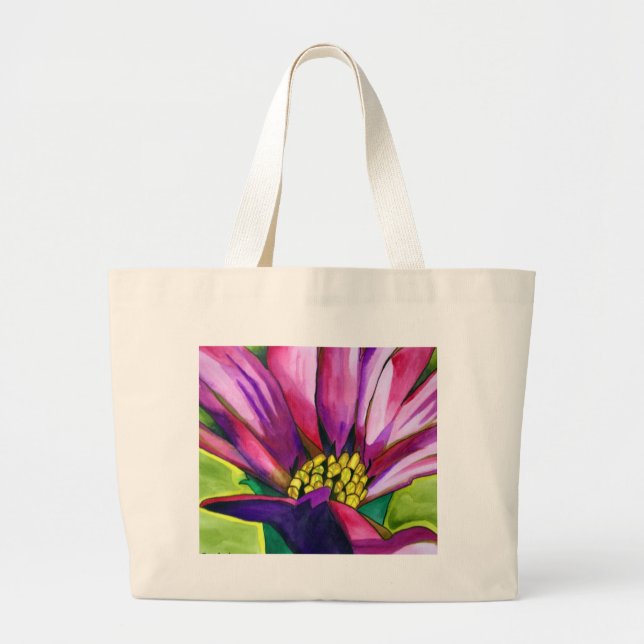 Bolsa Tote Grande Flor de aranha-aquática roxa africana Daisy (Frente)