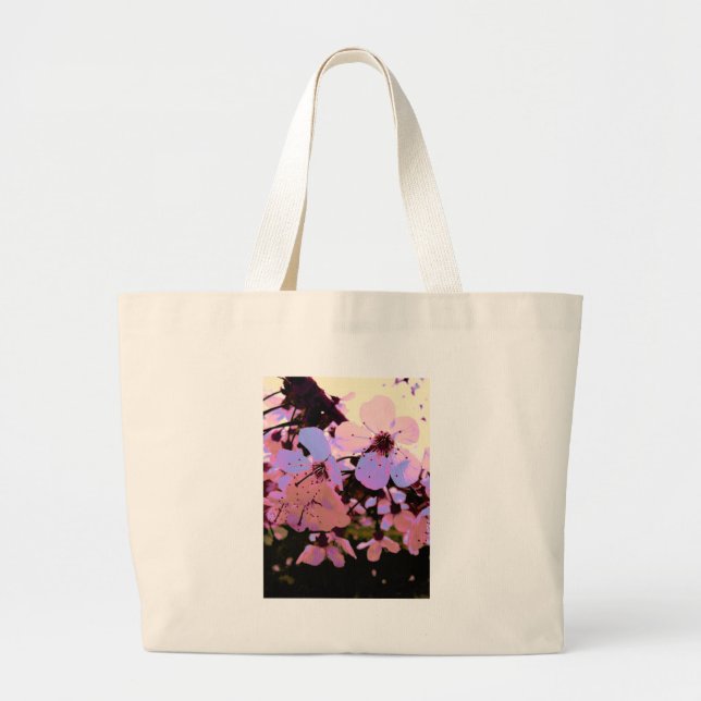 Bolsa Tote Grande Flor de Cereja Rosa (Frente)