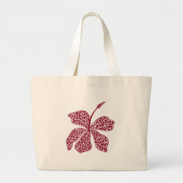 Bolsa Tote Grande Flor de Hibisco Vermelho