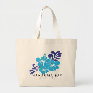 Bolsa Tote Grande Flor de Hibiscus Azul do Havaí