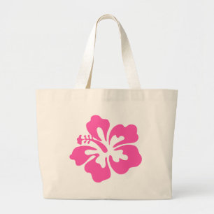 Bolsa Tote Grande Flor de Hibiscus Rosa