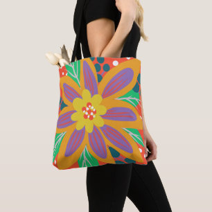 Bolsa Tote Grande flor de laranja