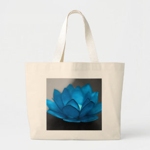 Bolsa Tote Grande Flor de Lotus azul