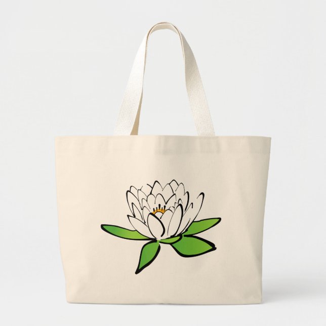 Bolsa Tote Grande Flor de Lótus branca (Frente)