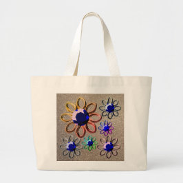 Bolsa Tote Grande Flor de prata com brilho