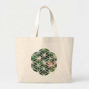 Bolsa Tote Grande Flor de Vida e Pintura de Lotus