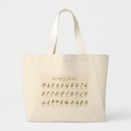 Bolsa Tote Grande Flor selvagem e plantas aromáticas