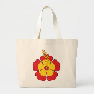 Bolsa Tote Grande Flor Tropical de Red Hibiscus