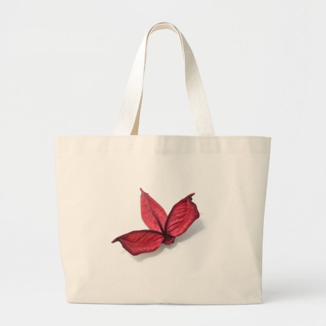 Bolsa Tote Grande Flor Vermelha de Outono (Frente)